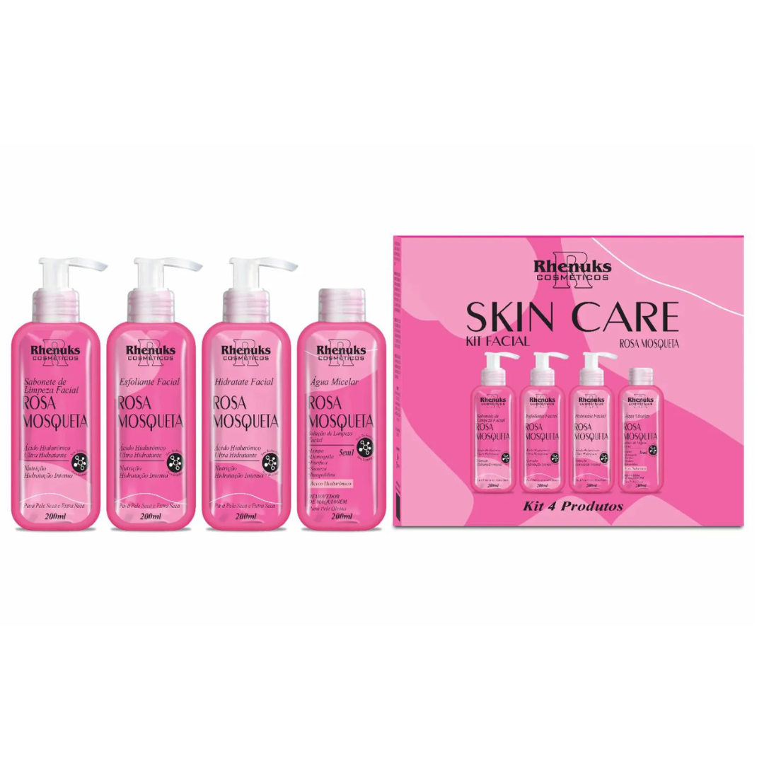 kit skin care rosa mosqueta x4 itens rhenuks