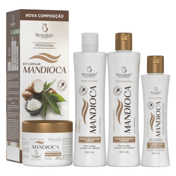 mandioca capilar x4 itens bio