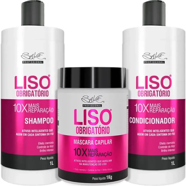liso obligatorio kit capilar x3 itens 1l. belkit