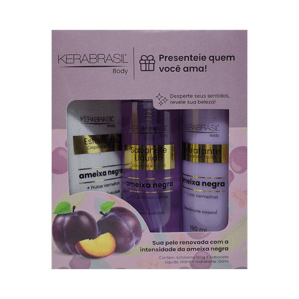 set amexia negra exf. 160g + jab. corporal 190ml + hidrat. corporal 190ml kera