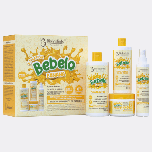 bebelo banana kit capilar x4 itens bio