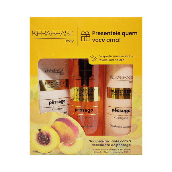 set durazno exf. 160g + jab. corporal 190ml + hidrat. corporal 190ml kera